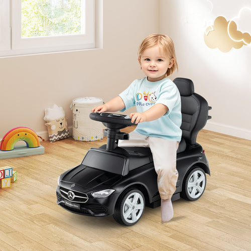 3-in-1 Ride on Push Car Mercedes-Benz Licensed Sliding Car with Canopy