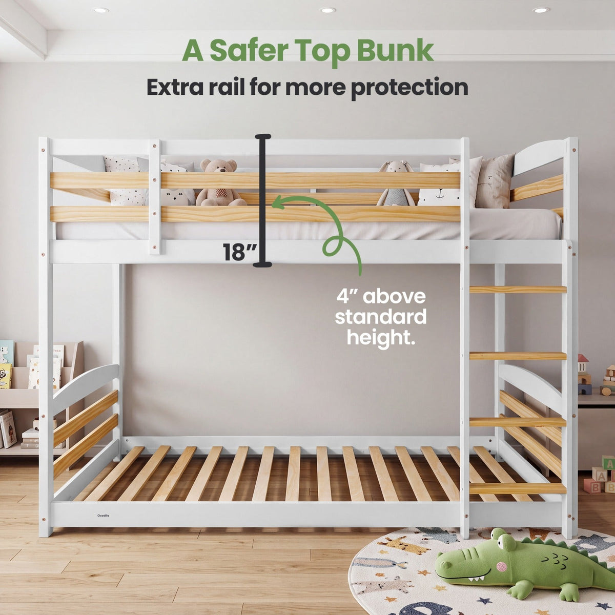 Solid Wood Twin Over Twin Bunk Bed For Kids