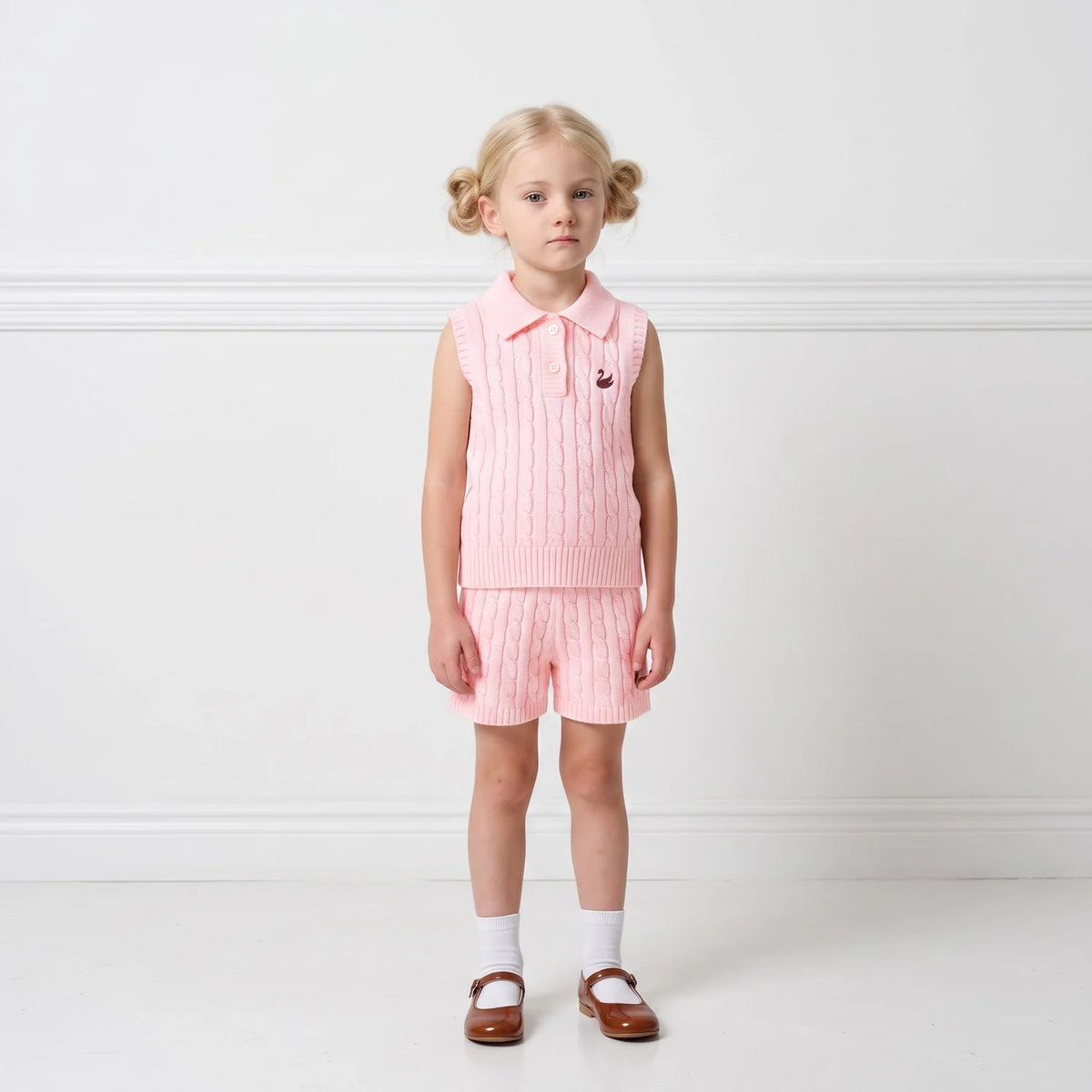 Cable Knit Short in Pink